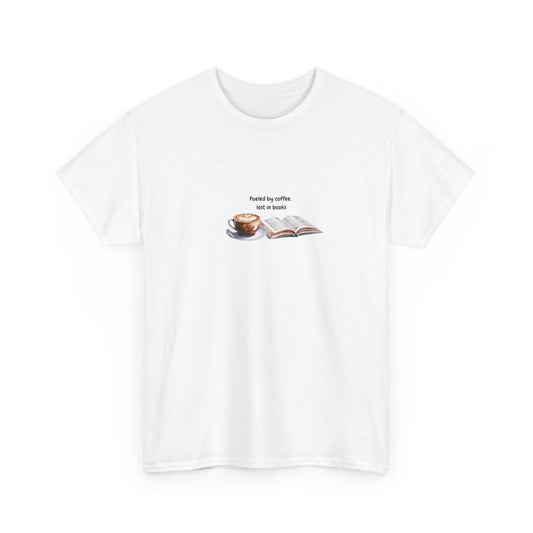 Fueled by coffee, lost in books T-shirt